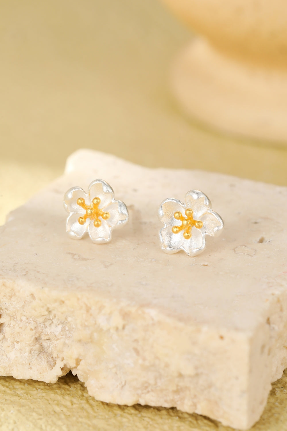 Peach Blossom & Golden Stamen Studs