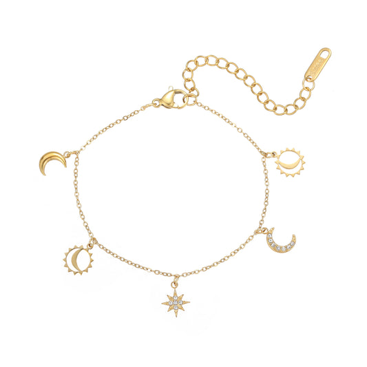 Auspicious Celestial & Heart Multi Celestial Charms Bracelet