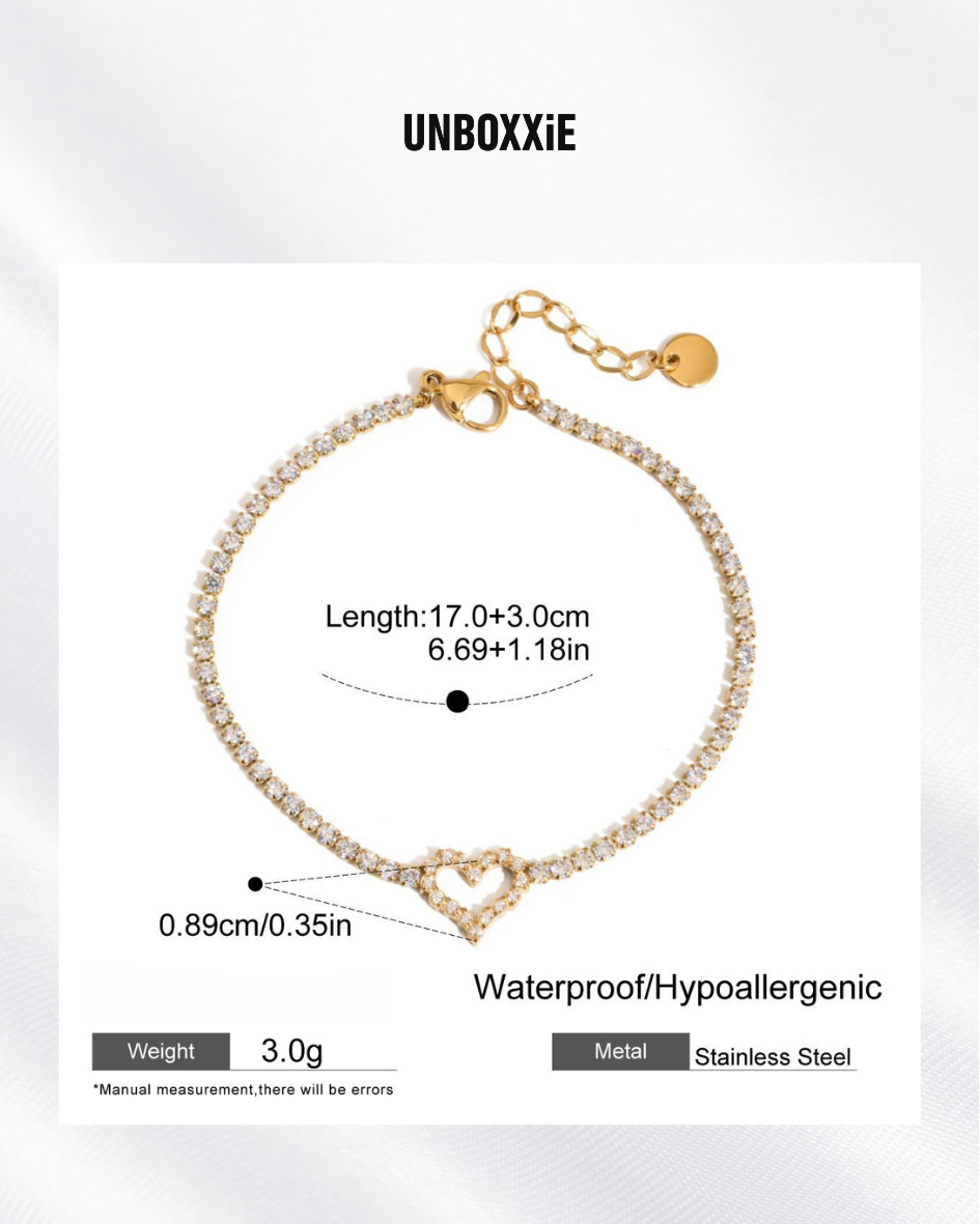 Luminous Hearts – Auspicious Open Heart Zircon Bracelet