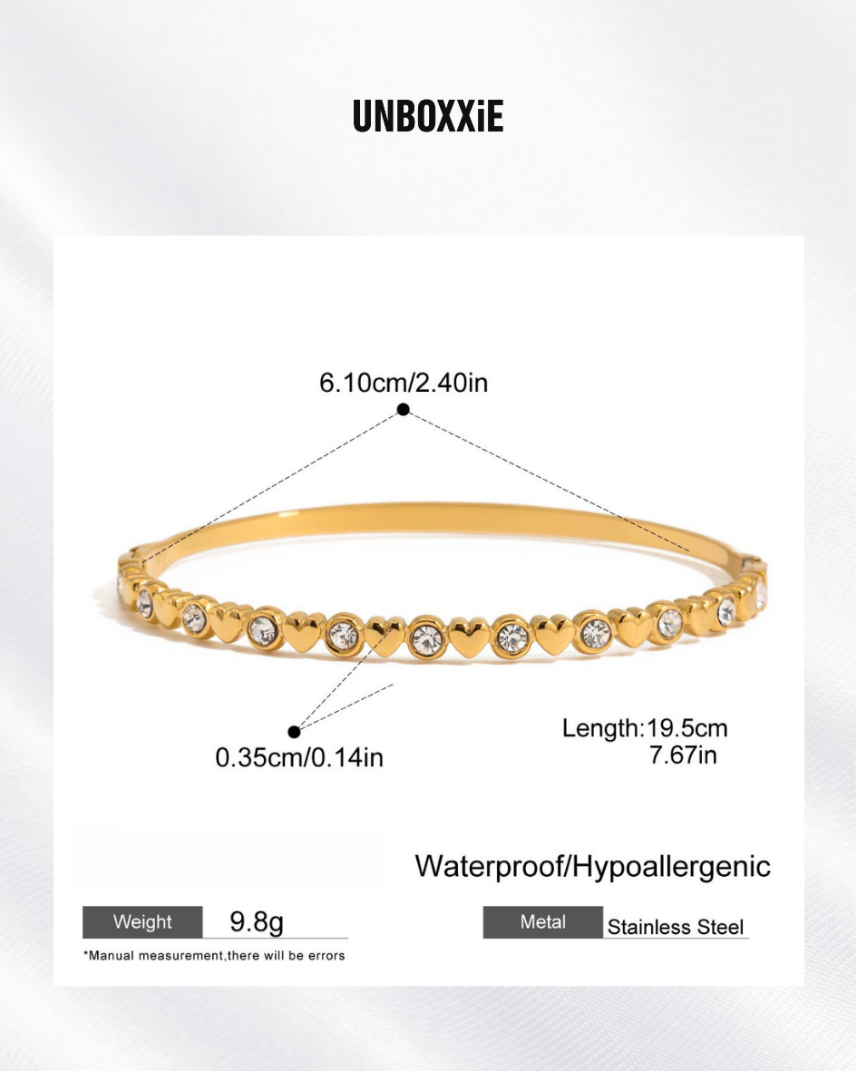 Auspicious Celestial & Heart Diamond Heart Bangle