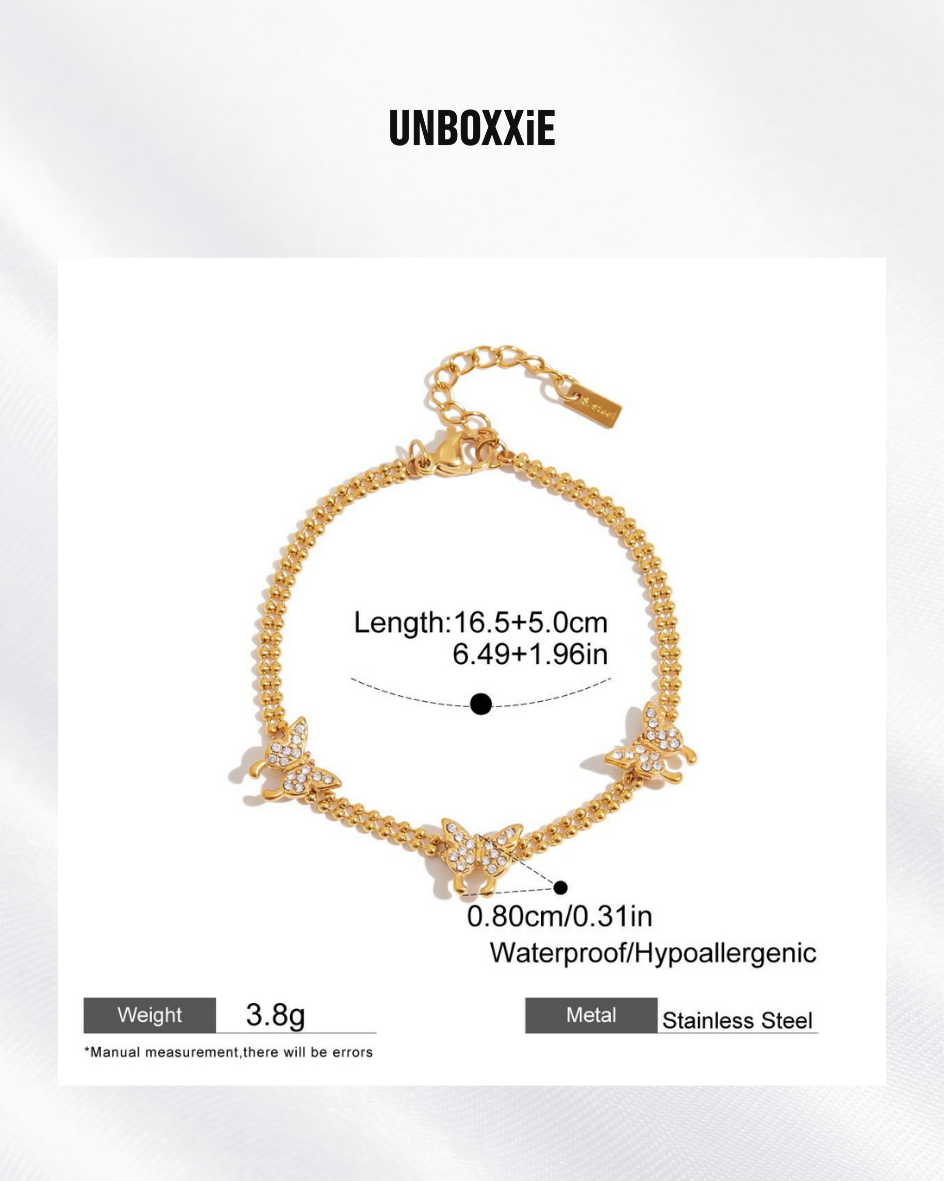 Auspicious Whimsy Eastern Butterfly Zircon Bracelet