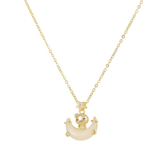 Moon Boat & Playful Snake Necklace