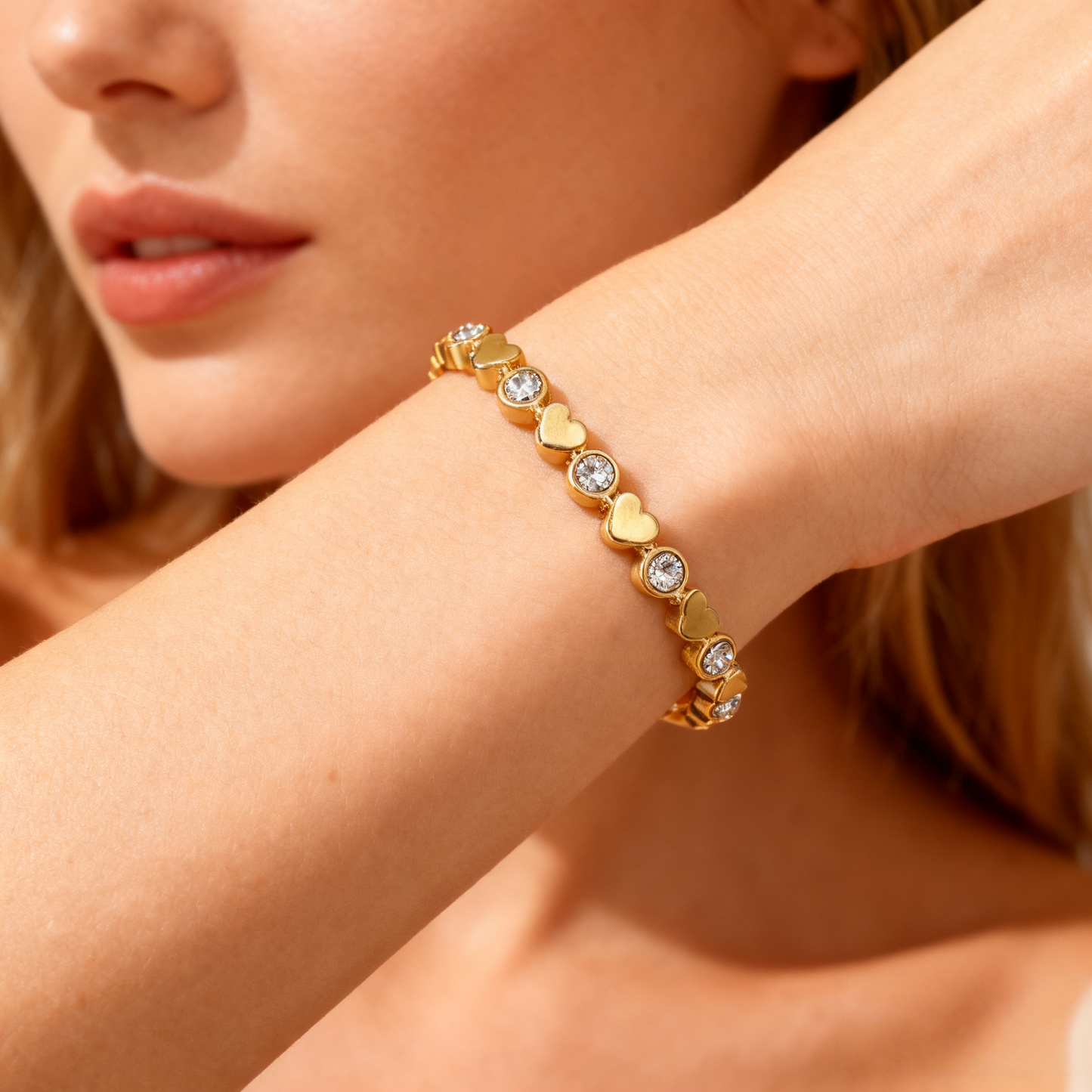 Auspicious Celestial & Heart Diamond Heart Bangle