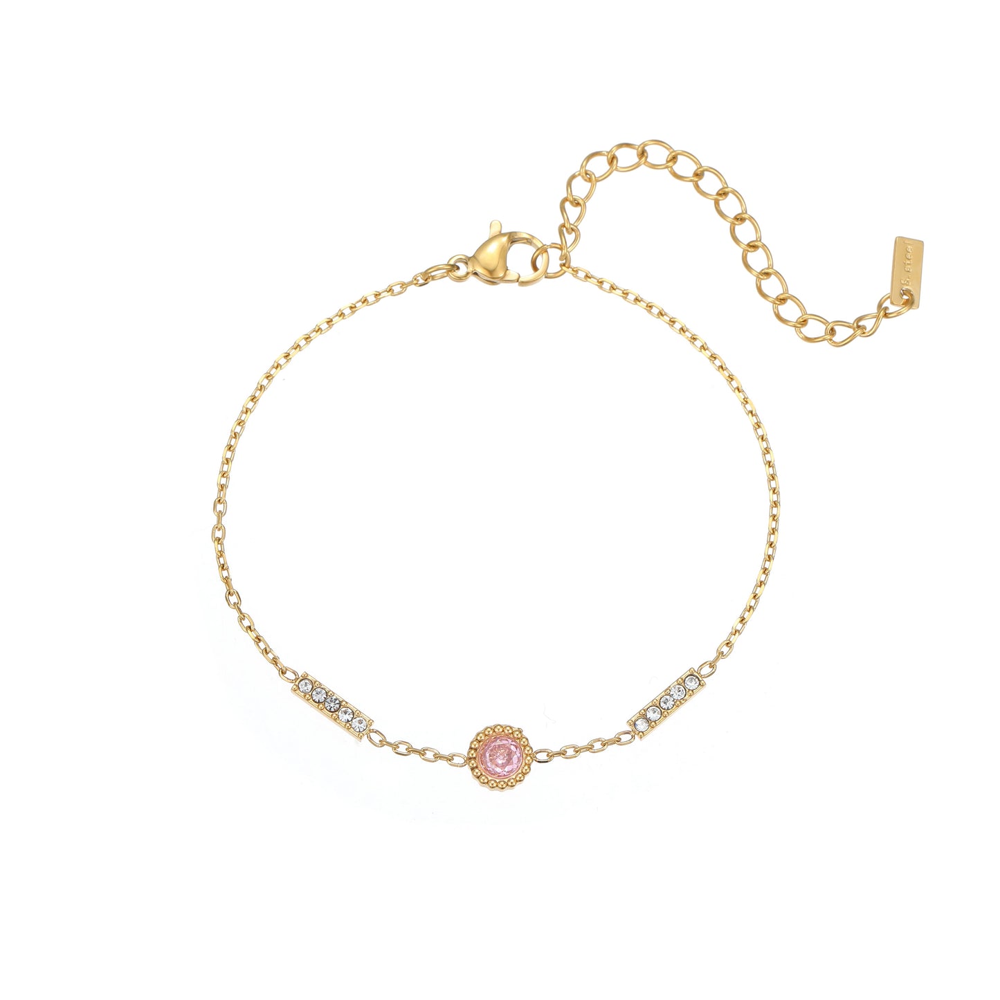 Auspicious Whimsy Eastern Pink Accent Zircon Bracelet
