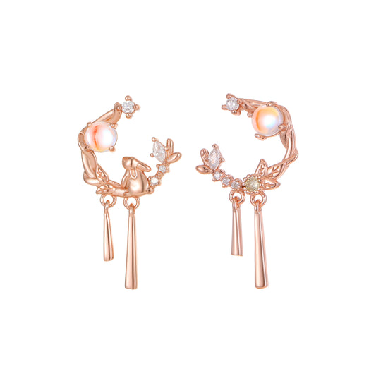 Moon Rabbit Gazing Earrings