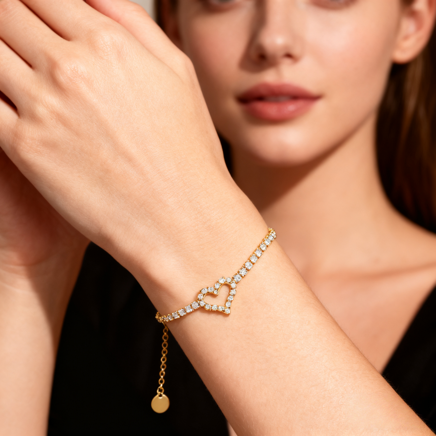 Luminous Hearts – Auspicious Open Heart Zircon Bracelet