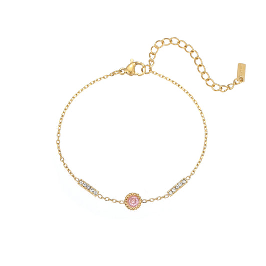 Auspicious Whimsy Eastern Pink Accent Zircon Bracelet